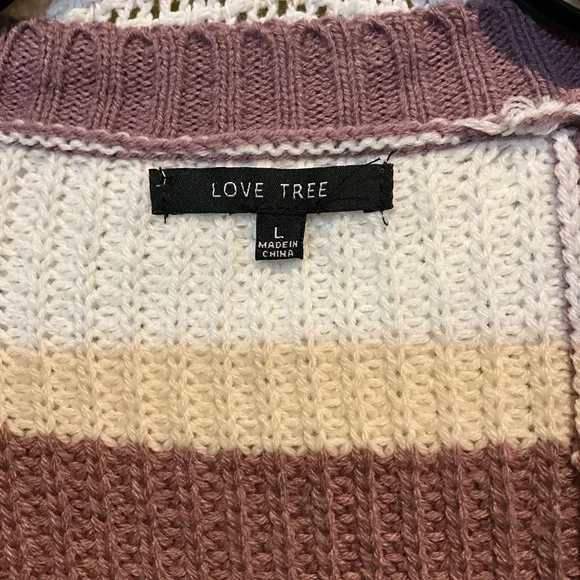 Love Tree Plaid Knit Cardigan - Mauve and Cream - Picture 7 of 9